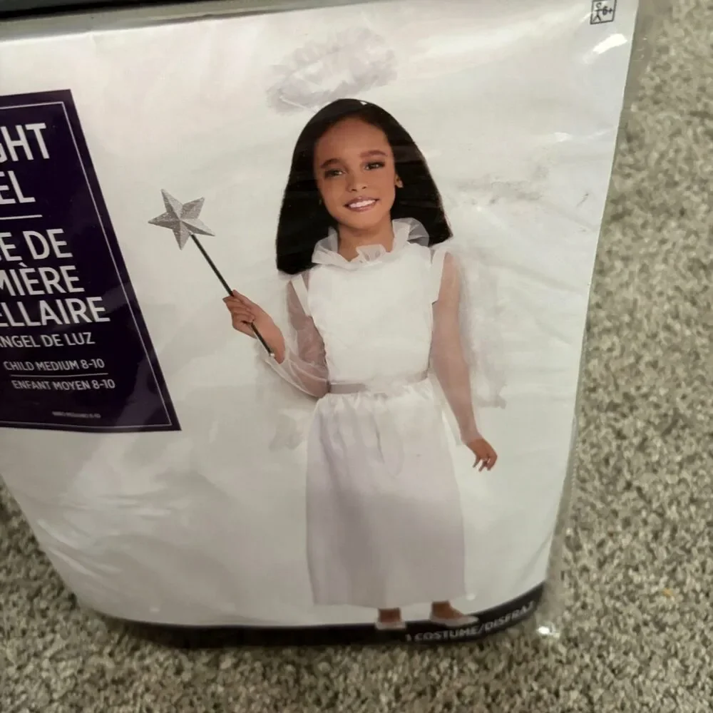 Starlight Angel Child Costume Size Medium 8-10 White Dress Halo Halloween
